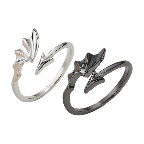 Gothic Wing Rings Open Band Design Long Time Use Alloy-1 pair