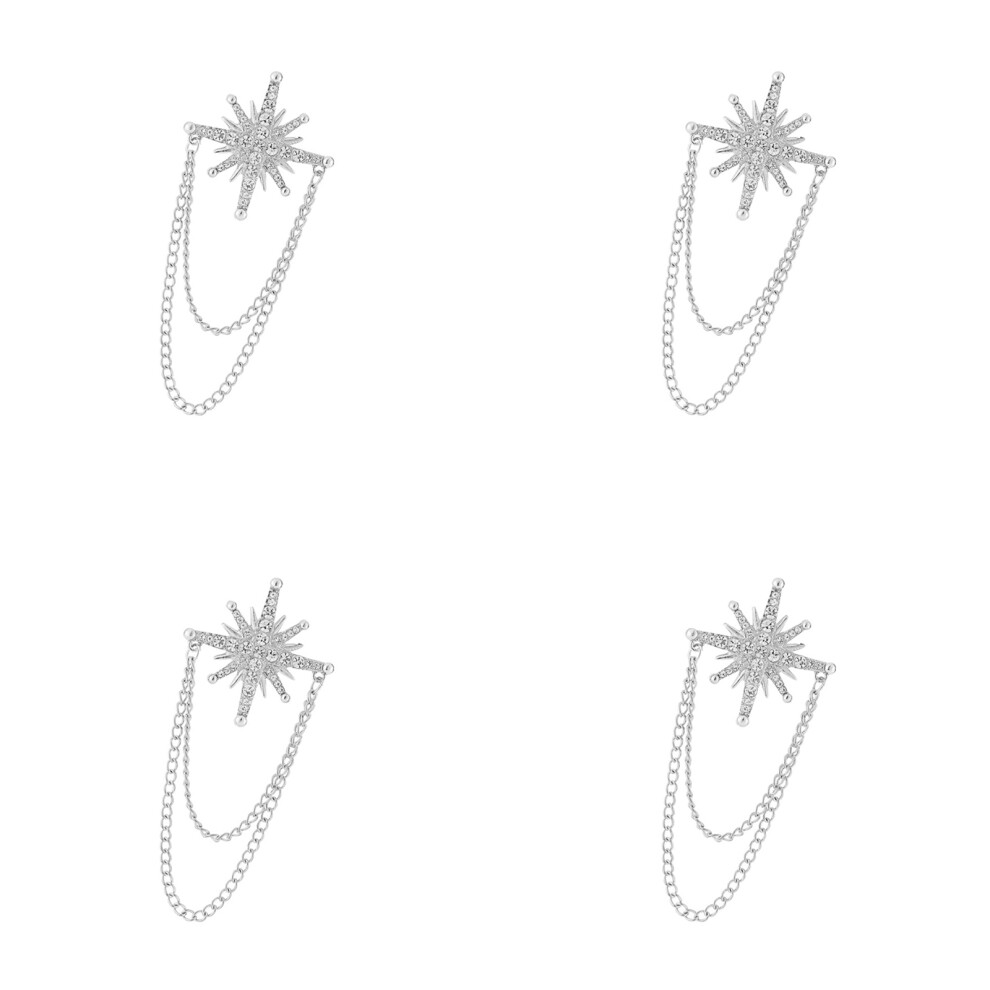 4Pcs Sophisticated Lapel Pins For Blazers-Silver Startassel