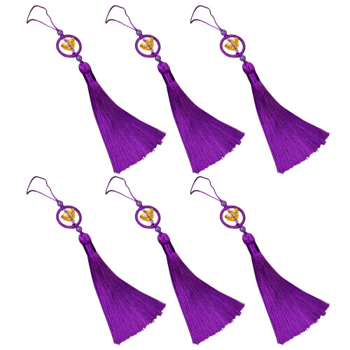 6xMulti Color Polyester Cord Tassels Decorative-Dark Purple