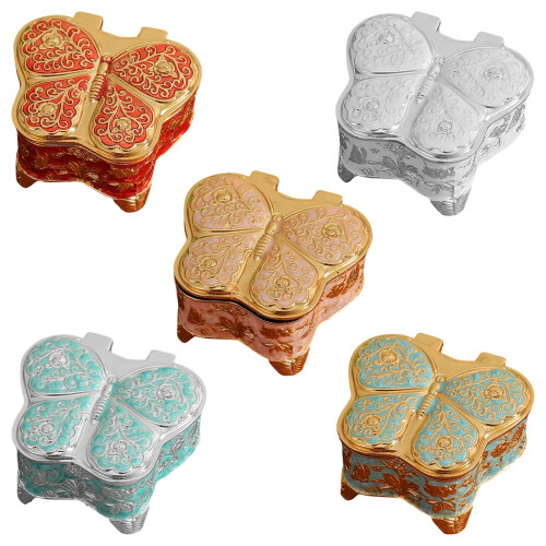 Butterfly Shape Jewelry Box Storage Space Lid-silver blue 1