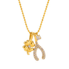 Four Leaf Clovers Necklace Handmade Stainless Steel Fashion