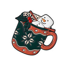 Gingersnap Man Snowman Elk Metal Brooch Christmas Cup-QHXZ5029