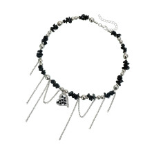 Fashionable Heart Drop Necklace Moving Tassels Design Alloy