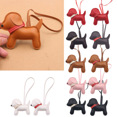 Soft Touch Dog Shaped Designs Key Holder Charm-White Red 1