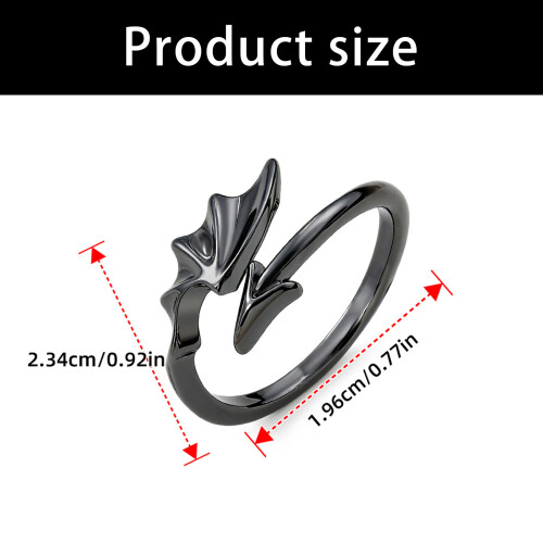 Gothic Wing Rings Open Band Design Long Time Use Alloy-1 pair 2