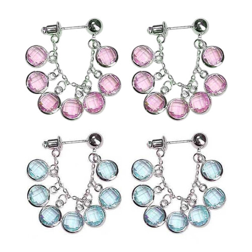 Trendy Crystals Adorned Drop Earrings Comfortable For-Purple 1