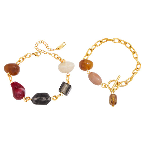 Mixed Materials Bracelet Resin Accent Stainless-JDB0109017 1