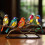 Stained Glass Bird Statue Metal Flat Art Decor 1