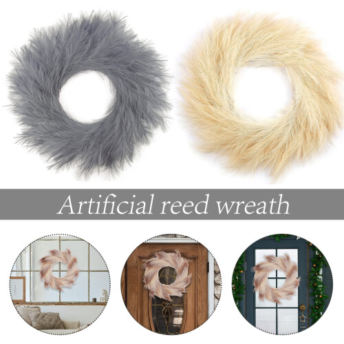 Pampas Grass Wreath Artificial Farmhouse Style 1 Pack 1