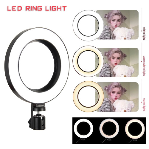 6" LED-ringlys med stativ, 3 moduser og 10 1