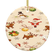 Ceramic Christmas Ornament 2.9" Round Gold String