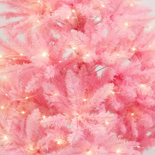 Pink artificial Christmas tree 45 cm tall for home office 1