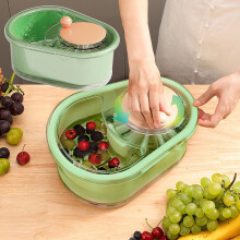 Lavadora manual de frutas e legumes com cesto escorredor
