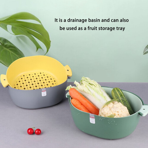 Dubbellaagse plastic fruit- en groentewasmand 2