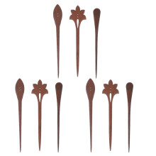 9-teiliges Haarstäbchen-Set aus Holz mit hohl geschnitztem Design