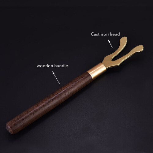 Tea Pot Clip with Wooden Handle and Cast Iron Head 2