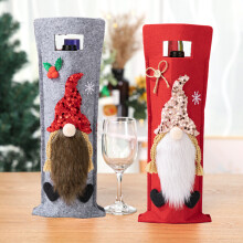 Kerstwijnfleshoes – Feestelijke stoffen hoes voor