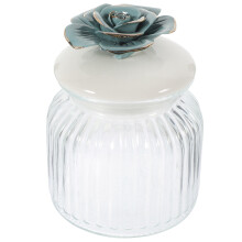 Pote de vidro para chá com alça floral, 640ml