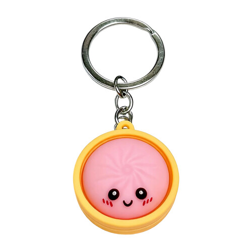 Schattige plastic lachende Baozi-sleutelhanger, perfect-Roze