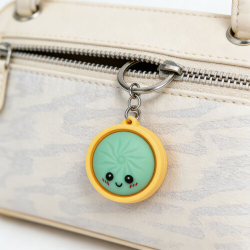 Trendy Plastic Smiling Face Dumpling Keychain Playful-Pink 2