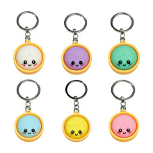 Leuke cartoon gezicht Baozi sleutelhanger voor-6-delige set
