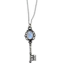 Collier pendentif clé en pierre de lune mystique/pierre-Blanc