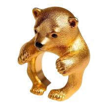 Verspielter Ring mit kleiner Bärenfigur, moderne Legierung,