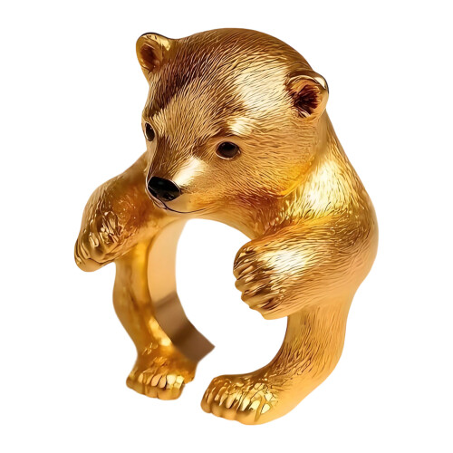 Bague ours minimaliste douce, finitions lisses, Texture en