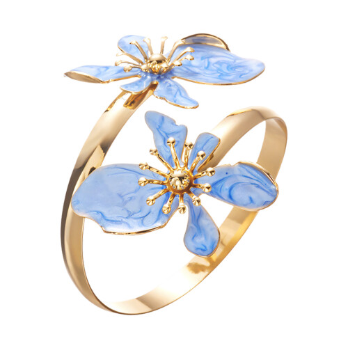 Fashionable Adjustable Flower Bangle Bracelet Elegant-Blue