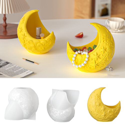 Flexible Silicone Craft Mold Moon Shaped Storage Box Moulds for 2