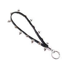 Bohemian Rivet Leather Lanyard Key Chain With Stud Details-A