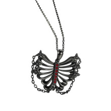 Stilvolle schwarze Gothic-Schmuck-Halskette mit geripptem Design
