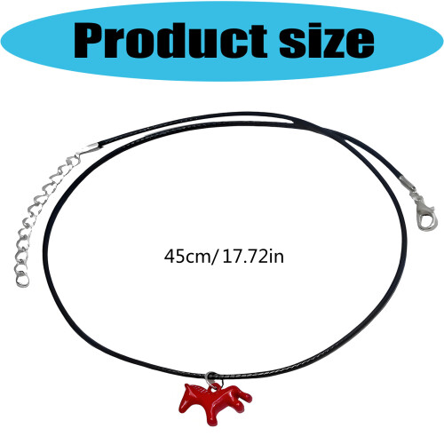 Collier Unique en forme de cheval rouge, cordon en cuir 2