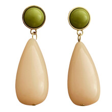 Boucles d'oreilles rétro élégantes en résine, goutte-riz vert