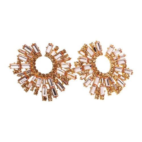 Pierres précieuses élégantes de boucles d'oreilles de-Champagne