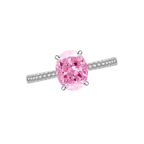 Bagues ovales en zircone coupées en forme de fleur de-Rose