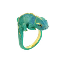 Bagues créatives en lézard, modèles de reptiles à la mode,-Bleu