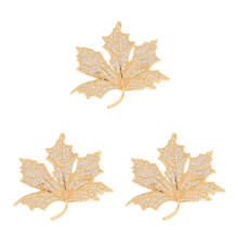 3Pcs Durable Golden Leaf Brooch Pin for Men and Women Suit Decoration