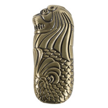 Étui Lighter Métal Compact Motif Merlion Or Résistant Extérieur