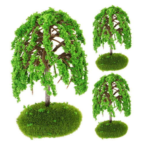 3Pcs Small Scale Plastic Landscape Trees for DIY Train Layout Decor