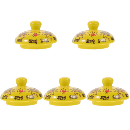 5Pcs Yellow Ceramic Teapot Lid Replacement Heat-Resistant Cover