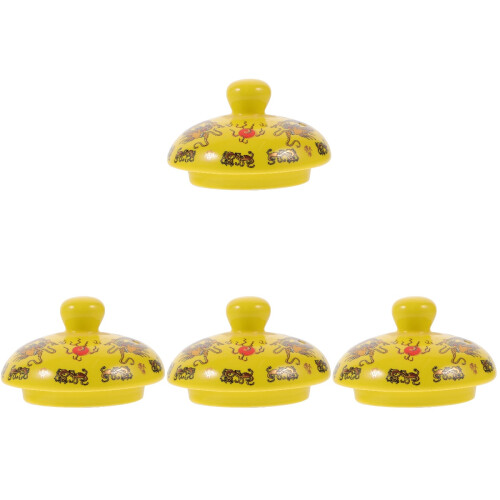 4Pcs Yellow Ceramic Replacement Lid for Tea Kettle Set