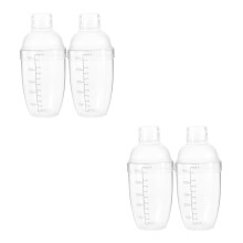 4Pcs Plastic Cocktail Mixer Shaker Transparent with Scale for Drinks
