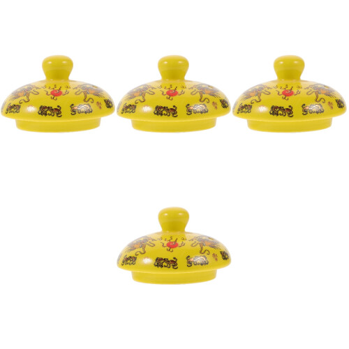 4Pcs Yellow Ceramic Replacement Lid for Tea Kettle Set 1