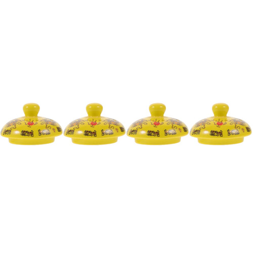 4Pcs Yellow Ceramic Replacement Lid for Tea Kettle Set 2