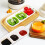 2Pcs Multi-Compartment Ceramic Sauce Dishes with Wood Tray for Snacks 9