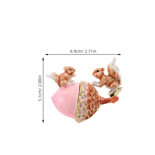 Pink Metal Squirrel Figurine Jewelry Box Small Trinket Organizer 1