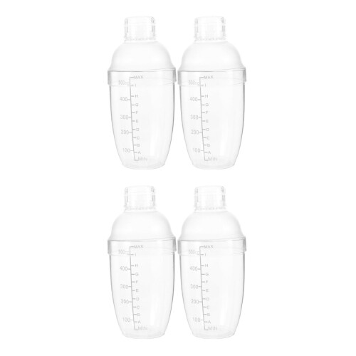 4Pcs Plastic Cocktail Mixer Shaker Transparent with Scale for Drinks 1