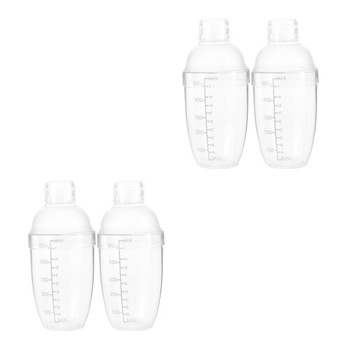 4Pcs Plastic Cocktail Mixer Shaker Transparent with Scale for Drinks 2