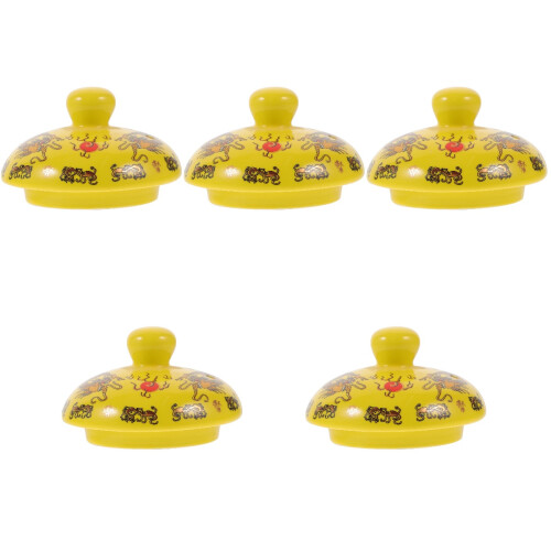 5Pcs Yellow Ceramic Teapot Lid Replacement Heat-Resistant Cover 1